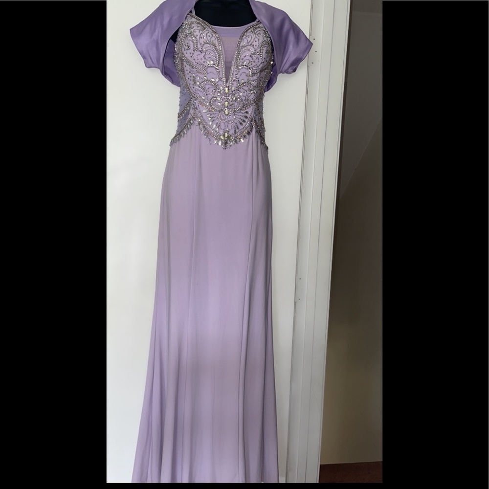 Purple prom dress with beautiful beading